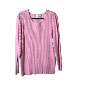 MERONA WOMEN'S COZY AND COMFORTABLE PINK RIB KNIT SWEATER SIZE 3X